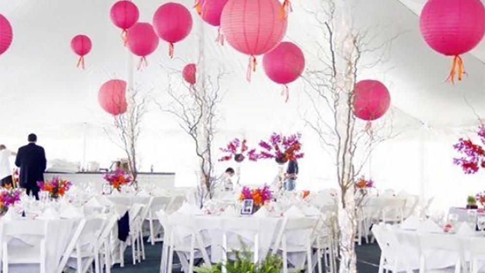 Chinese hanging lanterns and Cornish Brides