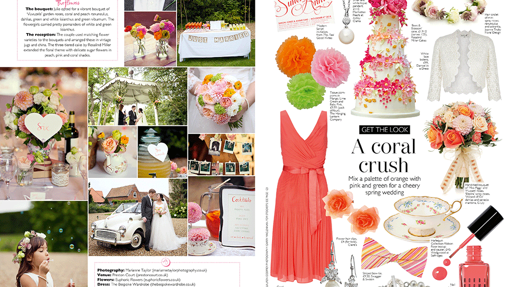 A Coral Crush – Wedding magazine May and June 2014