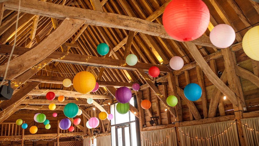 Coloured Wedding Lanterns at Michelham Priory