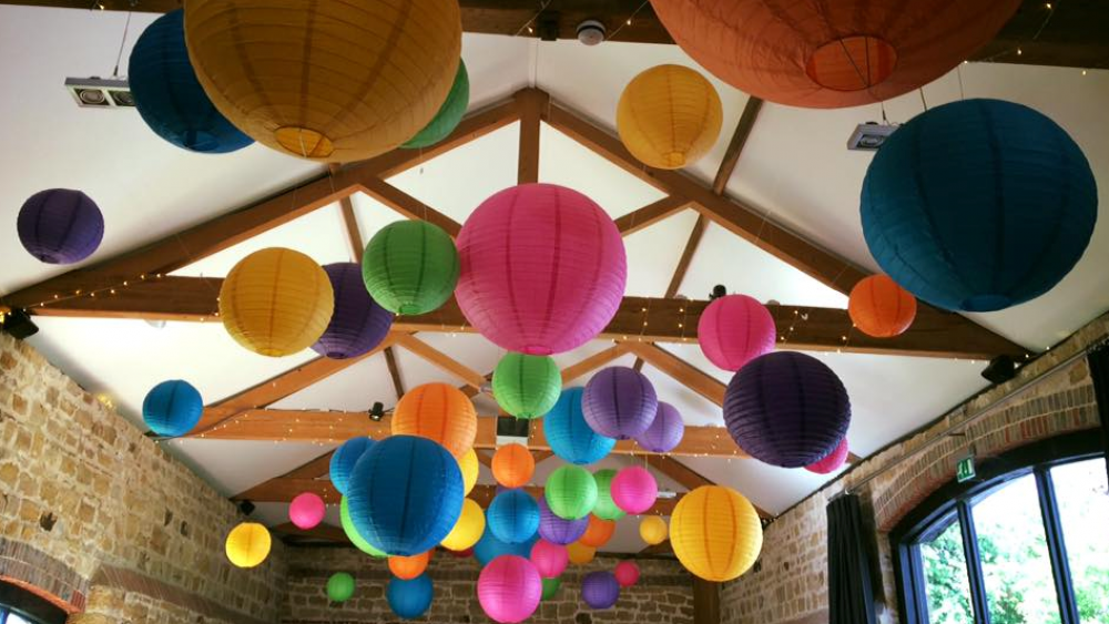 Multi Coloured Lanterns Suspended at Hendall Manor