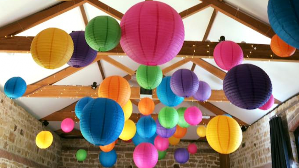 multi coloured paper lanterns