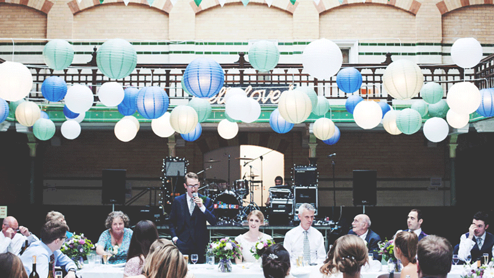 Coloured Wedding Lanterns at Victoria Baths