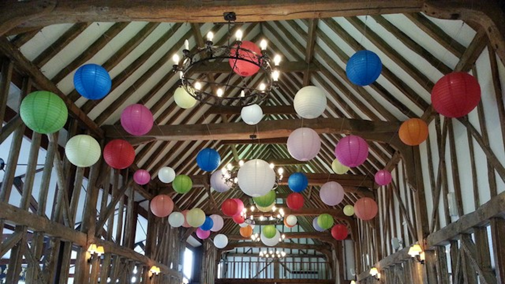 Colourful paper lanterns at Channels Golf Club, Essex