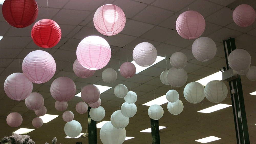 red and white lanterns