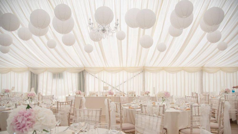 White Wedding Lanterns at Hutton Hall