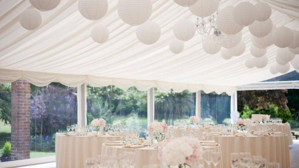 White Wedding Lanterns at Hutton Hall