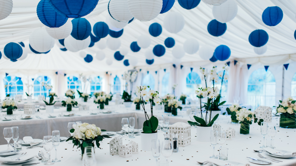 blue paper lanterns