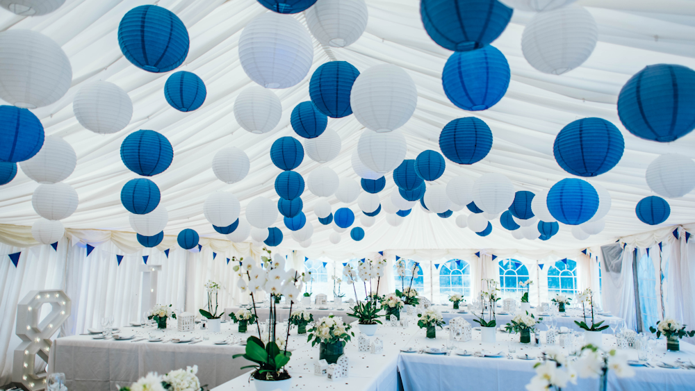 Blue Paper Lanterns at Frasers, Kent