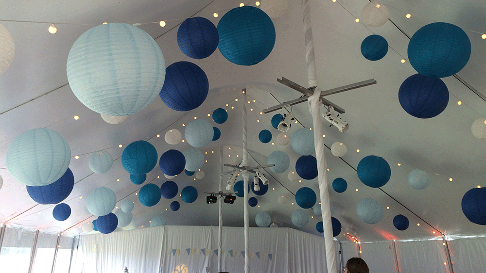 blue paper lanterns