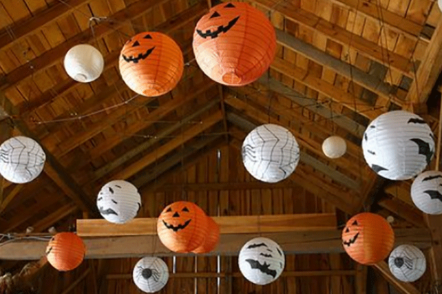 Decorate with our Spooky Black Paper Lanterns this Halloween