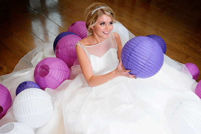 Violet and purple paper lanterns Buxted Park Hotel