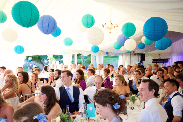 Blue Hanging Lanterns in Jersey Marquee