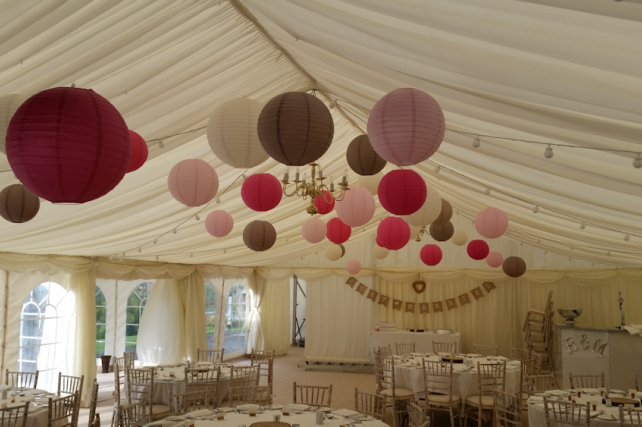 Coloured marquee wedding lanterns