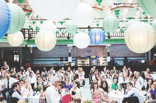 Coloured Wedding Lanterns at Victoria Baths