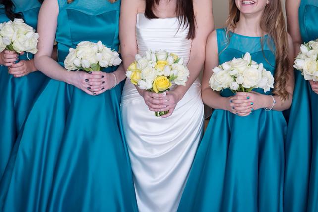 Blue Brides Made Dresses matched with paper lanterns